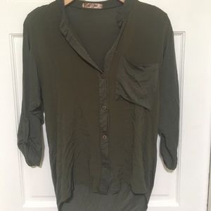 Army green button up shirt